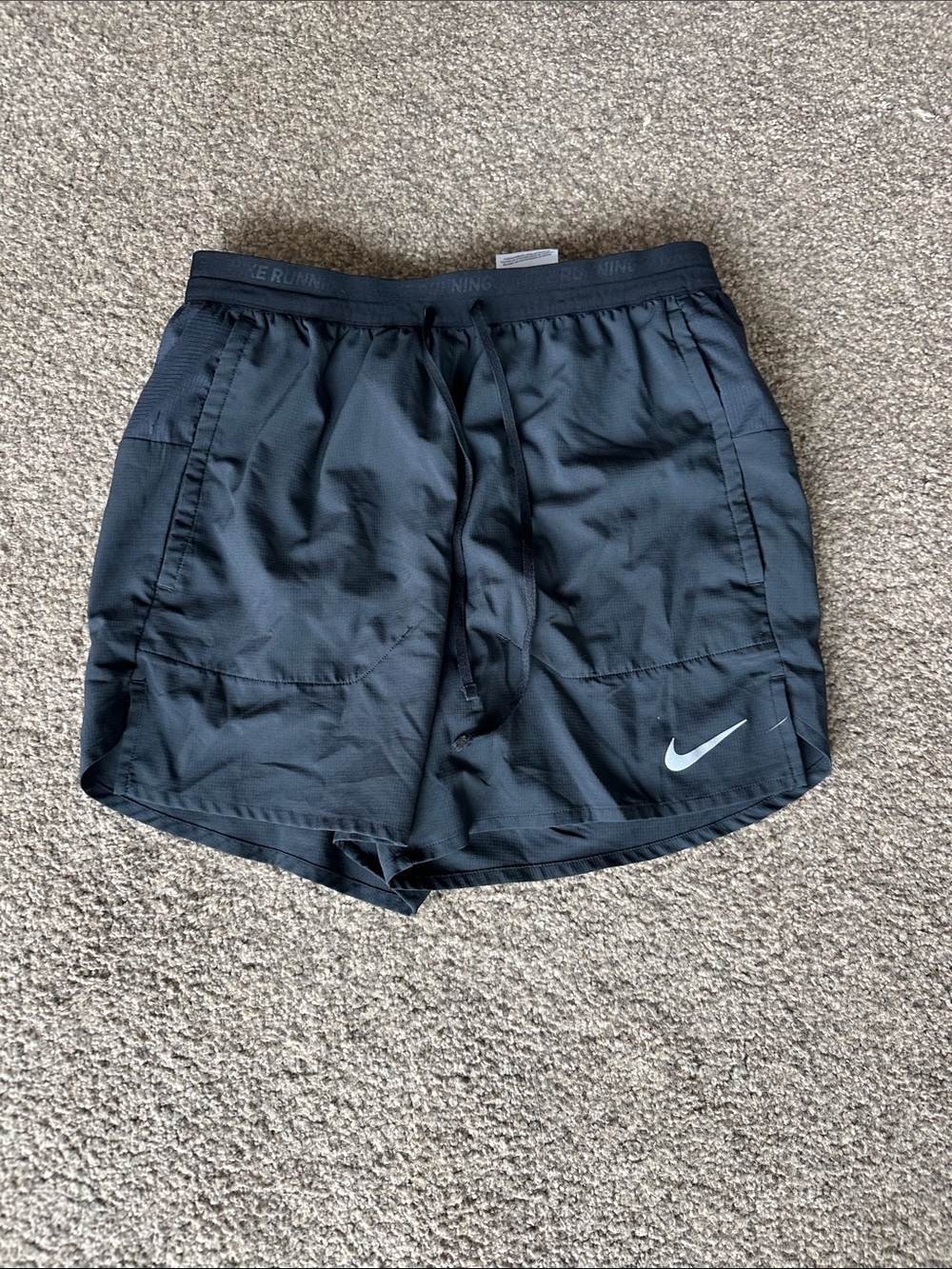 Nike Men's Black Athletic Running Shorts with Reflective Swoosh